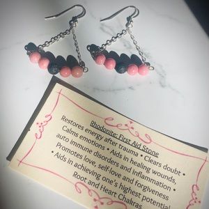 Rhodonite lava stone earrings